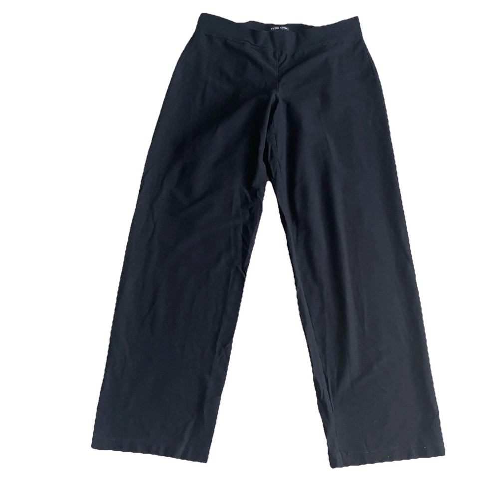 Eileen Fisher Pull On Black Pant Small Crepe Straight Leg Washable Capsule